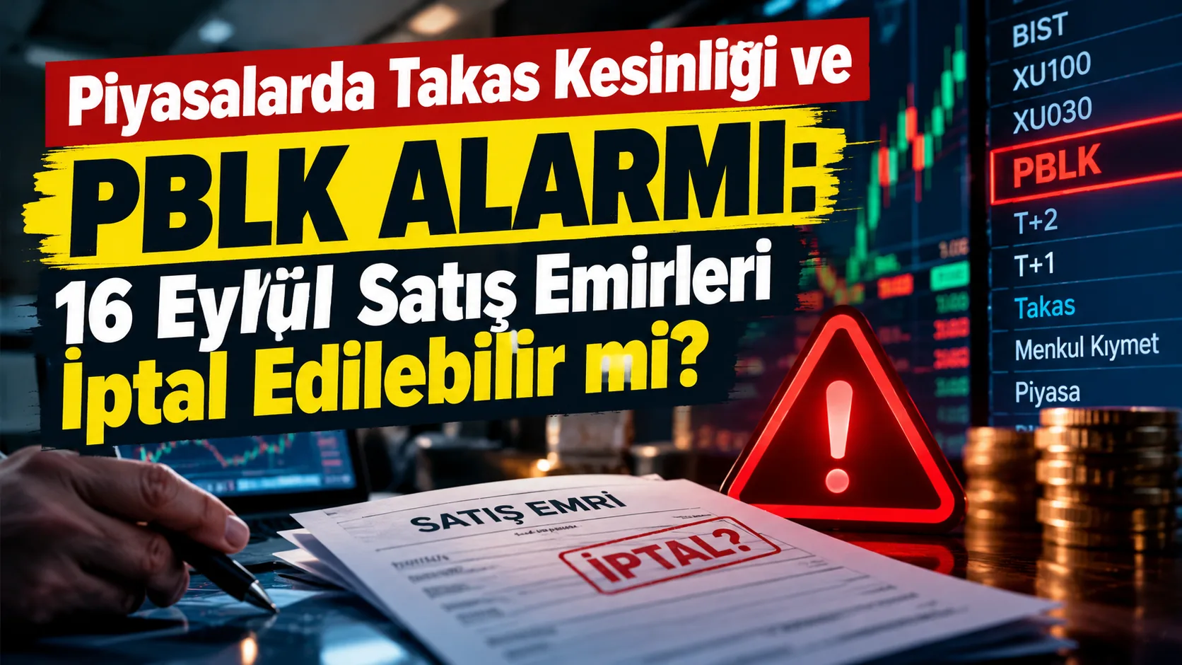 Piyasalarda Takas Kesinliği ve PBLK Alarmı: 16 Eylül Satış Emirleri İptal Edilebilir mi?