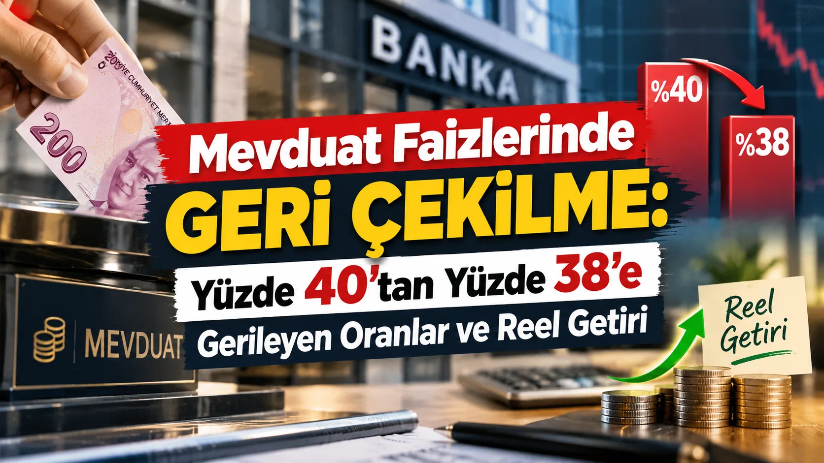 Mevduat Faizlerinde Geri Çekilme: Yüzde 40'tan Yüzde 38'e Gerileyen Oranlar ve Reel Getiri